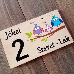 Házszám, házszámtábla, utcatábla- Szeret - Lak, madárcsalád , házszám . - otthon & életmód - ház & kert - házszám - Meska.hu
