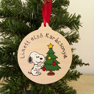 Snoopy Karácsonyfadísz - Első karácsony karácsonyfadísz - karácsony - karácsonyi lakásdekoráció - karácsonyfadíszek - Meska.hu