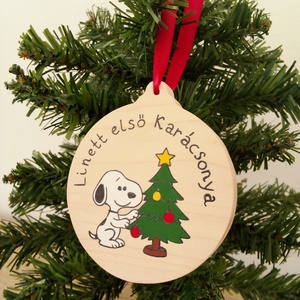 Snoopy Karácsonyfadísz - Első karácsony karácsonyfadísz - karácsony - karácsonyi lakásdekoráció - karácsonyfadíszek - Meska.hu