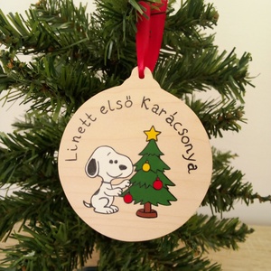 Snoopy Karácsonyfadísz - Első karácsony karácsonyfadísz - karácsony - karácsonyi lakásdekoráció - karácsonyfadíszek - Meska.hu