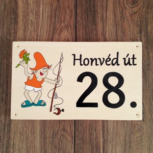 Házszám, házszámtábla, utcatábla- A nagy ho ho ho horgász , házszám ., Otthon & Életmód, Ház & Kert, Házszám, Festészet, Festett tárgyak, MESKA