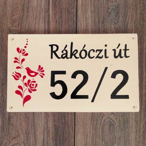 Házszám, házszámtábla, utcatábla- magyar motívumos, házszám ., Otthon & Életmód, Ház & Kert, Házszám, Festészet, Festett tárgyak, MESKA