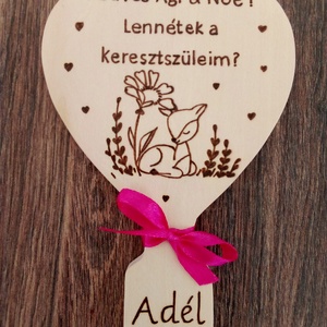 Keresztszülő felkérő táblácska , fakép, felirat, tábla - Hőlégballon - játék & sport - keresztelőajándékok - Meska.hu