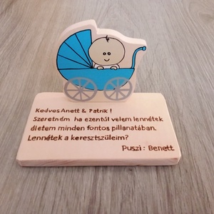 Keresztszülő felkérő táblácska , fakép, felirat, tábla - Babakocsi - játék & sport - keresztelőajándékok - Meska.hu