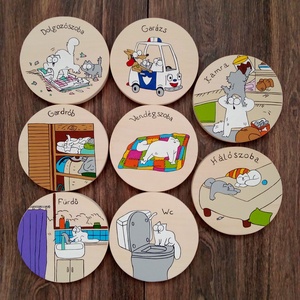 Simon' cat  - Ajtójelölő tábla, ajtó jelölő tábla, névtábla, felirat, kopogtató - 8 db-os szett - Meska.hu