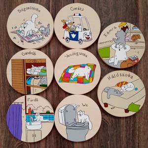 Simon' cat  - Ajtójelölő tábla, ajtó jelölő tábla, névtábla, felirat, kopogtató - 8 db-os szett - otthon & életmód - dekoráció - ajtó- és ablak dekoráció - ajtótábla - Meska.hu