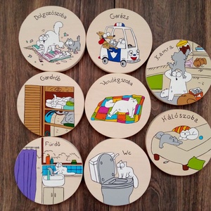 Simon' cat  - Ajtójelölő tábla, ajtó jelölő tábla, névtábla, felirat, kopogtató - 8 db-os szett - otthon & életmód - dekoráció - ajtó- és ablak dekoráció - ajtótábla - Meska.hu
