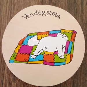 Simon' cat  - Ajtójelölő tábla, ajtó jelölő tábla, névtábla, felirat, kopogtató - Vendégszoba - otthon & életmód - dekoráció - ajtó- és ablak dekoráció - ajtótábla - Meska.hu