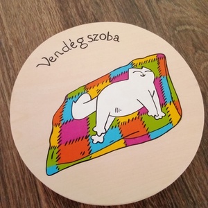 Simon' cat  - Ajtójelölő tábla, ajtó jelölő tábla, névtábla, felirat, kopogtató - Vendégszoba - otthon & életmód - dekoráció - ajtó- és ablak dekoráció - ajtótábla - Meska.hu