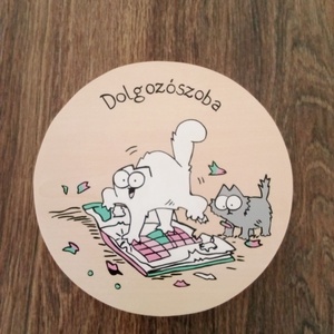 Simon' cat  - Ajtójelölő tábla, ajtó jelölő tábla, névtábla, felirat, kopogtató -Dolgozószoba  - Meska.hu