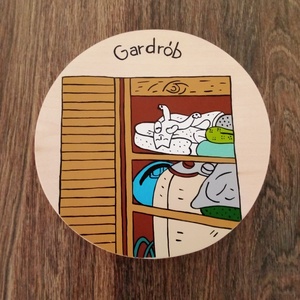 Simon' cat  - Ajtójelölő tábla, ajtó jelölő tábla, névtábla, felirat, kopogtató -Gardrób - Meska.hu