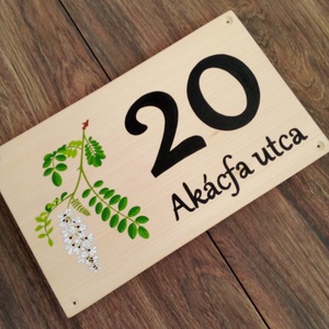 Házszám, házszámtábla, utcatábla- Akácfa - házszám  - otthon & életmód - ház & kert - házszám - Meska.hu
