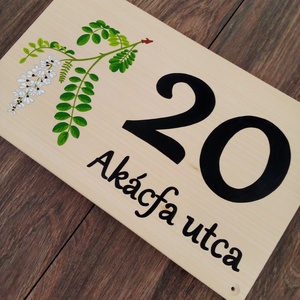 Házszám, házszámtábla, utcatábla- Akácfa - házszám  - otthon & életmód - ház & kert - házszám - Meska.hu