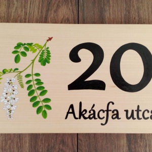 Házszám, házszámtábla, utcatábla- Akácfa - házszám  - otthon & életmód - ház & kert - házszám - Meska.hu