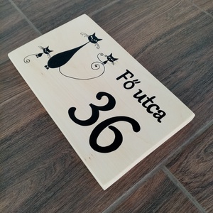 Házszám, házszámtábla, utcatábla- Cica család  , házszám . - otthon & életmód - ház & kert - házszám - Meska.hu