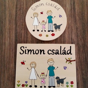 Családi ajtótábla - Családi karácsonyfadísz szett - 2 db - Meska.hu