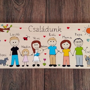 Családi tábla, névtábla, felirat, falikép, fali dekoráció - Meska.hu