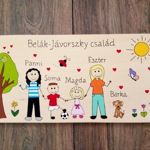 Családi tábla, névtábla, felirat, falikép, fali dekoráció, Otthon & Életmód, Ház & Kert, Névtábla, Festészet, Festett tárgyak, MESKA