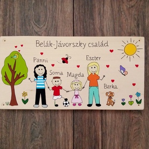 Családi tábla, névtábla, felirat, falikép, fali dekoráció - otthon & életmód - ház & kert - névtábla - Meska.hu