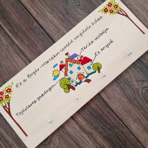 ,,Ez az angilali házunk fali kulcsakasztó, fali kulcstartó, dekoráció - otthon & életmód - dekoráció - fali és függő dekoráció - fali kulcstartó - Meska.hu
