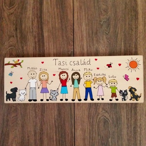 Családi tábla, névtábla, felirat, falikép, fali dekoráció - otthon & életmód - ház & kert - névtábla - Meska.hu