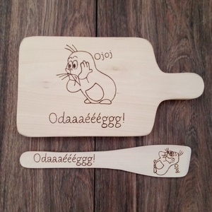 Vicces Kisvakondos vágódeszka, fakanál, teflon lapát szett - 2 darabos, Otthon & Életmód, Konyhafelszerelés, tálalás, Tálalás, Kínálótál, Gravírozás, pirográfia, MESKA