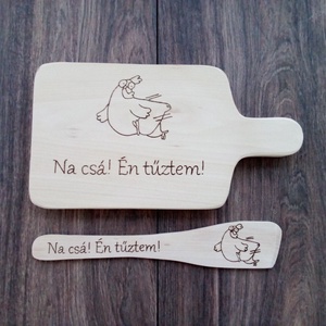 Vicces Csirkés vágódeszka, fakanál, teflon lapát szett - 2 darabos, Otthon & Életmód, Konyhafelszerelés, tálalás, Sütés, főzés, Vágódeszka, Gravírozás, pirográfia, MESKA