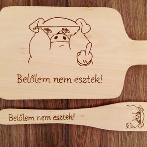 Vicces Malacos vágódeszka, fakanál, teflon lapát szett - 2 darabos - otthon & életmód - dekoráció - kép & falikép - táblakép - Meska.hu