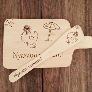 Vicces Csirkés vágódeszka, fakanál, teflon lapát szett - 2 darabos - otthon & életmód - dekoráció - dísztárgy - Meska.hu