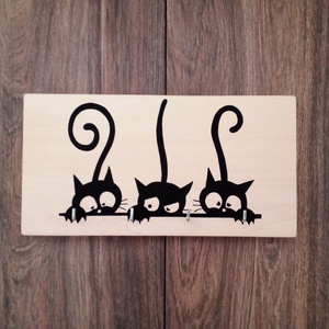 Fali kulcstartó, fali kulcsakasztó, kép, dekoráció - három macska ., Otthon & Életmód, Dekoráció, Fali és függő dekoráció, Fali kulcstartó, Festett tárgyak, Festészet, MESKA