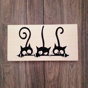 Fali kulcstartó, fali kulcsakasztó, kép, dekoráció - három macska . - otthon & életmód - dekoráció - fali és függő dekoráció - fali kulcstartó - Meska.hu