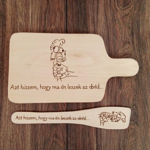 Vicces csirkés vágódeszka, fakanál, teflon lapát szett - 2 darabos, Otthon & Életmód, Konyhafelszerelés, tálalás, Tálalás, Kínálótál, Gravírozás, pirográfia, MESKA