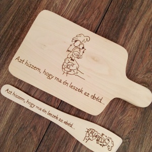 Vicces csirkés vágódeszka, fakanál, teflon lapát szett - 2 darabos - otthon & életmód - konyhafelszerelés, tálalás - tálalás - kínálótál - Meska.hu