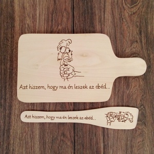 Vicces csirkés vágódeszka, fakanál, teflon lapát szett - 2 darabos - otthon & életmód - konyhafelszerelés, tálalás - tálalás - kínálótál - Meska.hu