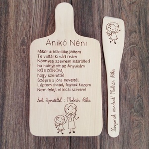 Bölcsis búcsúajándék, óvodai búcsú ajándék vágódeszka, fakanál, teflon lapát szett - 2 darabos, Otthon & Életmód, Ház & Kert, Névtábla, Gravírozás, pirográfia, MESKA