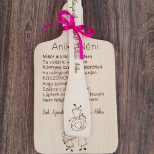 Bölcsis búcsúajándék, óvodai búcsú ajándék vágódeszka, fakanál, teflon lapát szett - 2 darabos - otthon & életmód - ház & kert - névtábla - Meska.hu