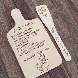 Bölcsis búcsúajándék, óvodai búcsú ajándék vágódeszka, fakanál, teflon lapát szett - 2 darabos - otthon & életmód - ház & kert - névtábla - Meska.hu