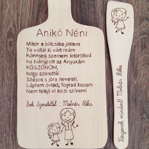 Bölcsis búcsúajándék, óvodai búcsú ajándék vágódeszka, fakanál, teflon lapát szett - 2 darabos - otthon & életmód - ház & kert - névtábla - Meska.hu