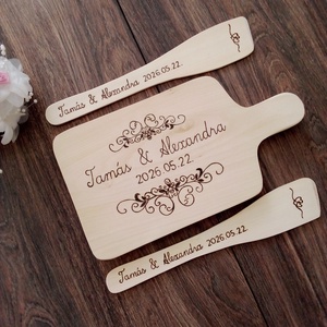 Esküvői nászajándék , esküvő - vágódeszka, fakanál, teflon lapát szett - 3 darabos - esküvő - emlék & ajándék - nászajándék - esküvői pénzátadó képkeret - Meska.hu