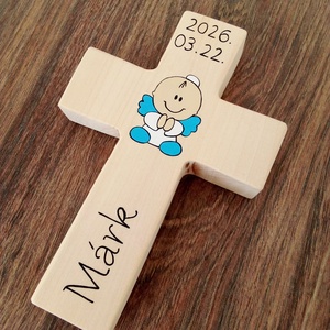 Fa kereszt, kereszt, vallási tárgy, keresztelő ajándék, újszülött ajándék - baba - mama - keresztelő kellékek - keresztelőajándékok - Meska.hu