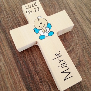 Fa kereszt, kereszt, vallási tárgy, keresztelő ajándék, újszülött ajándék - baba - mama - keresztelő kellékek - keresztelőajándékok - Meska.hu