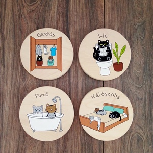 4 db-os ajtótábla szett, ajtójelölő tábla, ajtó jelölő tábla, kopogtató, Otthon & Életmód, Dekoráció, Ajtó- és ablak dekoráció, Ajtótábla, Festészet, Festett tárgyak, MESKA