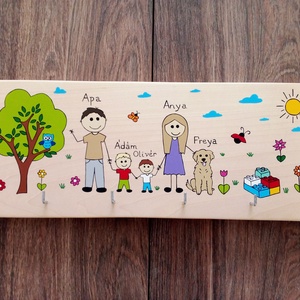 Családi kulcsakasztó, kulcstartó, fali kulcstartó- Család - otthon & életmód - dekoráció - fali és függő dekoráció - fali kulcstartó - Meska.hu