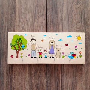 Családi kulcsakasztó, kulcstartó, fali kulcstartó- Család - otthon & életmód - dekoráció - fali és függő dekoráció - fali kulcstartó - Meska.hu