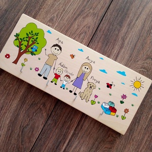 Családi kulcsakasztó, kulcstartó, fali kulcstartó- Család - otthon & életmód - dekoráció - fali és függő dekoráció - fali kulcstartó - Meska.hu