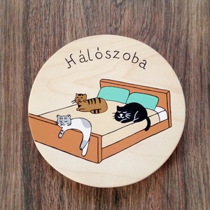 Ajtótábla, ajtó jelölő tábla,  névtábla, kopogtató, felirat- Szundikáló cicusok, Otthon & Életmód, Ház & Kert, Névtábla, Festészet, Festett tárgyak, MESKA