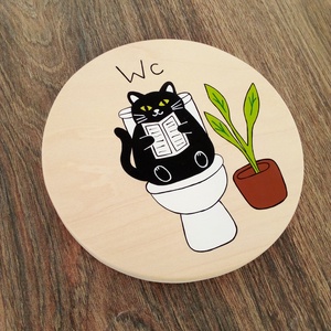 Ajtótábla, ajtó jelölő tábla,  névtábla, kopogtató, felirat- Wc  - otthon & életmód - dekoráció - ajtó- és ablak dekoráció - ajtótábla - Meska.hu