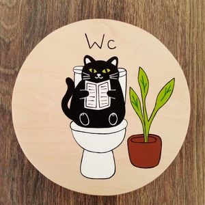 Ajtótábla, ajtó jelölő tábla,  névtábla, kopogtató, felirat- Wc  - otthon & életmód - dekoráció - ajtó- és ablak dekoráció - ajtótábla - Meska.hu