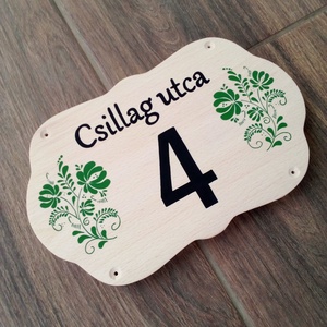 Házszám, házszámtábla, utcatábla- zöld népi mintás , házszám . - otthon & életmód - ház & kert - házszám - Meska.hu