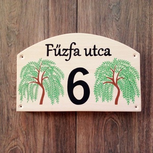 Házszám, házszámtábla, utcatábla- fűzfa , házszám . - Meska.hu